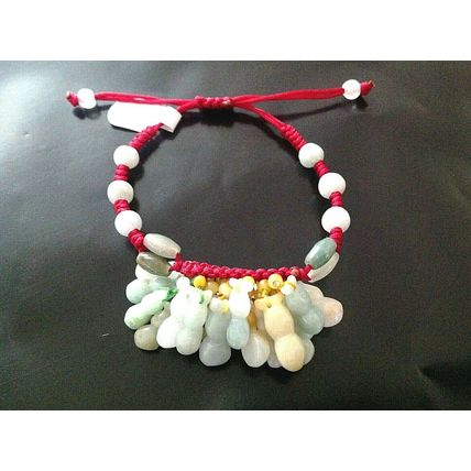 Bohemian Styled Jade & Red Lace Adjustable Bracelet RET £48 Brand New