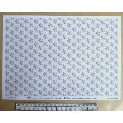Papier peint – motif floral G – échelle 1/12 – feuille A4 (297 x 210mm)