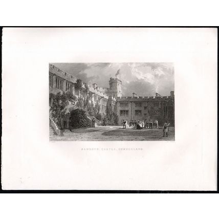 NAWORTH CASTLE, CUMBERLAND 1858 William Le Petit Thomas Allom ANTIQUE ENGRAVING
