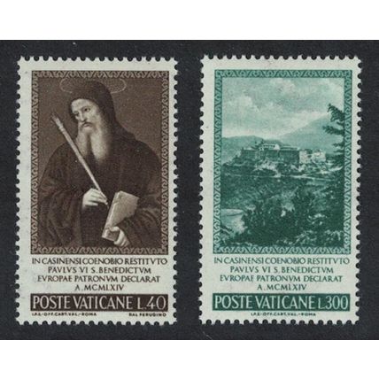 Vatican 'St Benedict' Painting after Perugino 1965 MNH SG#458-459 Sc#414-415
