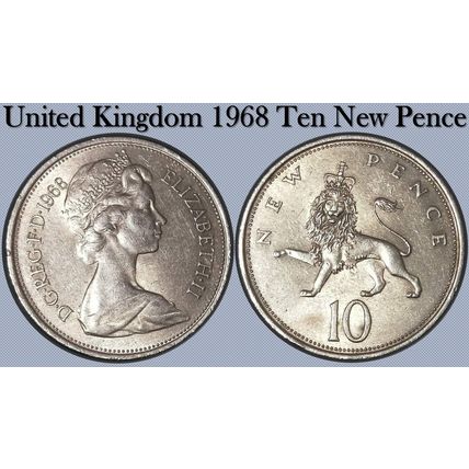 United Kingdom 1968 QE II Ten New Pence - Circulated