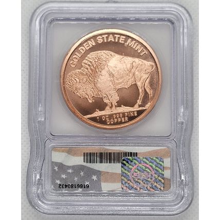 1 Oz Collectible Copper Buffalo Round ICG MS70 Perfect Grade