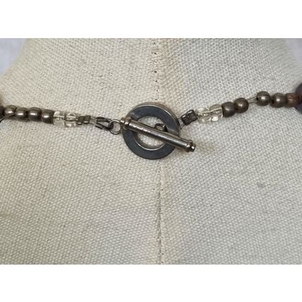 Shell Pearl Large Bead Necklace, Lustrous Blue Grey Pink Tone, Toggle Clasp