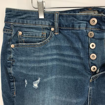 Torrid High Rise 5" Stretch Denim Shorts Size 18 Distressed Button Fly Blue
