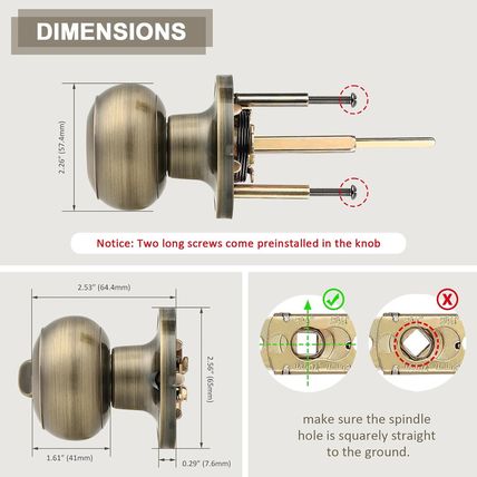 Probrico 6 Pack Privacy Door Knobs Lock Interior Bedroom Bathroom Door Handle An
