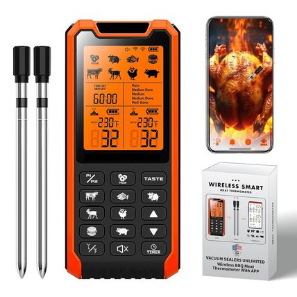 Smart Bluetooth Meat Thermometer - Long Range Wireless Food Thermometer, Digital