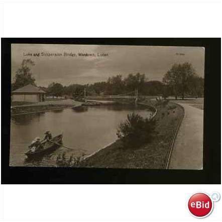 Bedfordshire LUTON Lake/Suspension Bridge Postcard (72044)