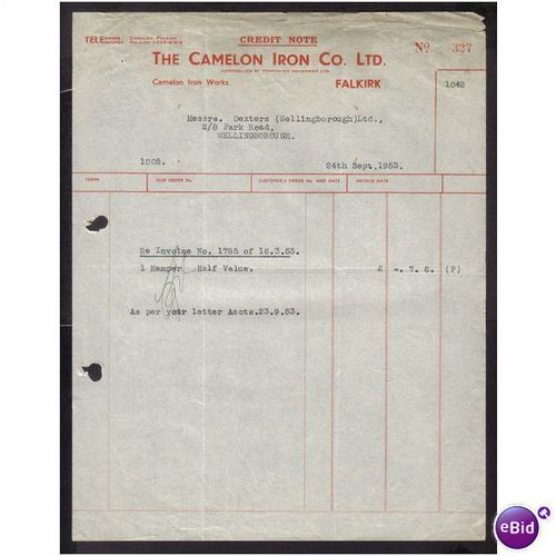 THE CAMELON IRON CO LTD,FALKIRK,SCOTLAND ,24SEP53
