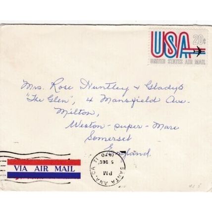 United States 1970 Santa Ana CA-Weston Super Mare Cover Santa Ana cancel written