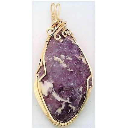 Lepidolite Gold Wire Wrap Gemstone Pendant 76