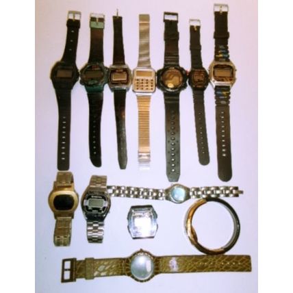 Lot of 13 Vintage Digital LCD Watches Parts Repair Lot 308