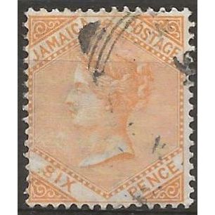 Jamaica 1890 SG23 6d Orange-Yellow Crown CA Fine Used ..