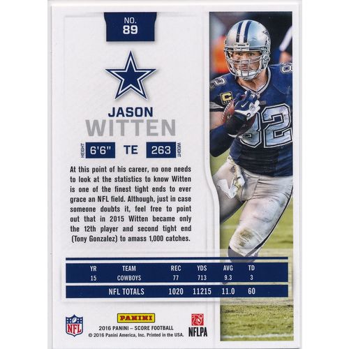 2016 Score Football 89 Jason Witten Dallas Cowboys