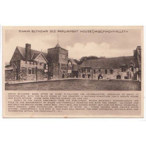 Owain Glyndwr Old Parliament House Machynlleth Montgomeryshire Postcard 1402