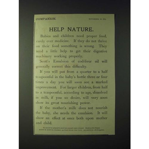 1900 Scott's Emulsion Ad - Help Nature