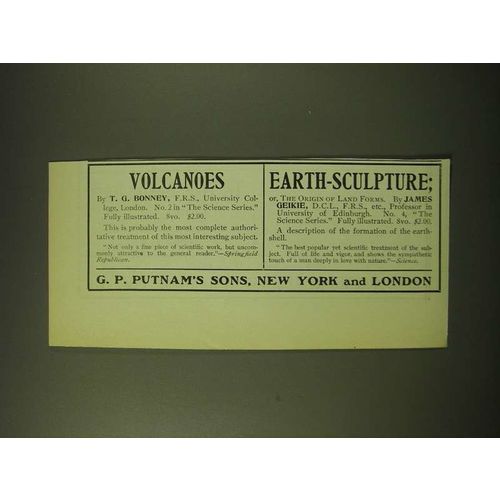 1902 G.P. Putnam's Sons Ad - Volcanoes Earth-Sculpture