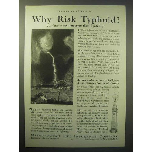 1930 Metropolitan Life Insurance Ad - Why Risk Typhoid