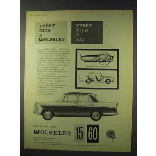 1959 Wolseley 15/60 Car Ad - Every Mile A Joy
