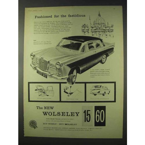 1959 Wolseley 15/60 Car Ad - Fashioned for Fastidious