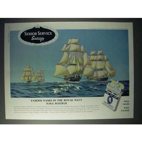 1959 Senior Service Cigarette Ad - H.M.S. Raleigh