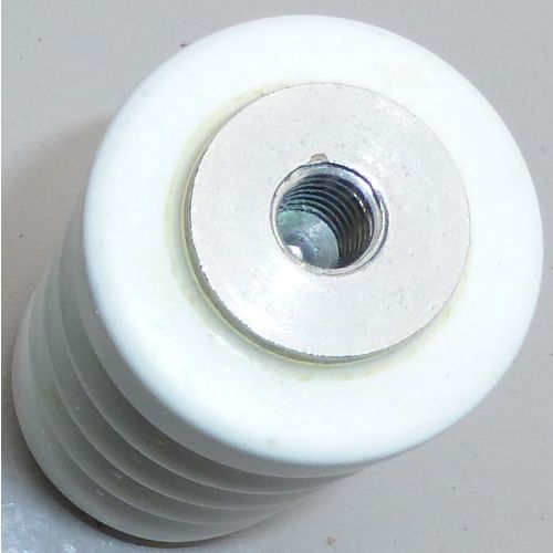 Ceramic insulator Glazed white, tinned brass ends 76.4mm long