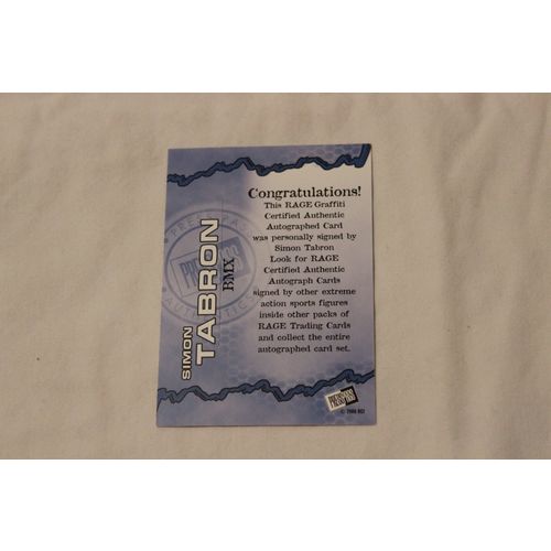 Simon Tabron 2000 Press Pass Rage GRAFFITI AUTOGRAPH Extreme Sports