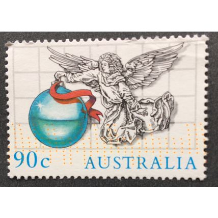 1985 Christmas SG 992 90c. Angel with Christmas tree bauble