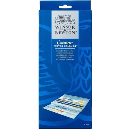Winsor & Newton Cotman Water Colour Paints 24 Whole Pans Studio Set [New&Sealed]