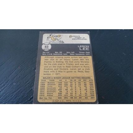 1973 Topps Card # 083 Leron Lee Very Good-Excellent (4) San Diego Padres