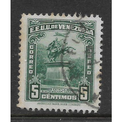 VENEZUELA 1940 STATUE OF BOLIVAR AT CARCACAS 5c GREEN SG626 FINE USED#2