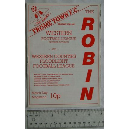 1981 programme Frome Town v. Wellington