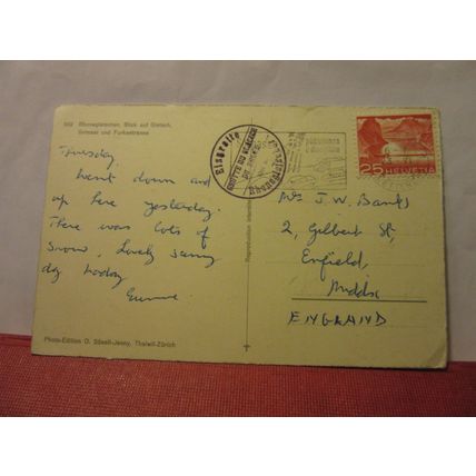 RHONEGLETSCHER, SWITZERLAND used vintage postcard 1966? pm /