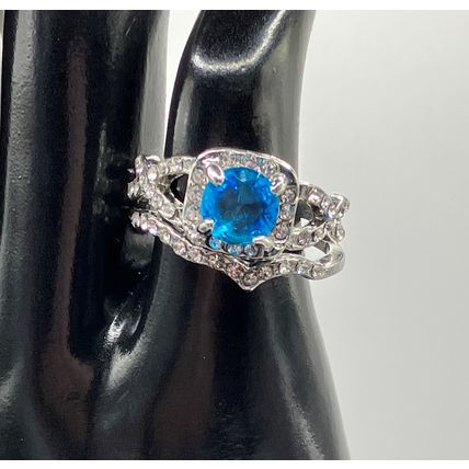 Rings Synthetic Gems 2 Ring Set Blue #519