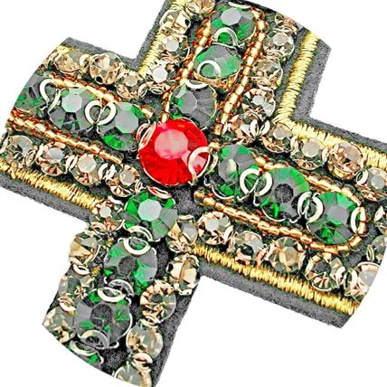 Jewelled Cross Iron On 10 cm x 9.2 cm Motif Badge Patches Badge Rhinestone P329