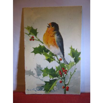 A CHRISTMAS ROBIN unused SWISS postcard #