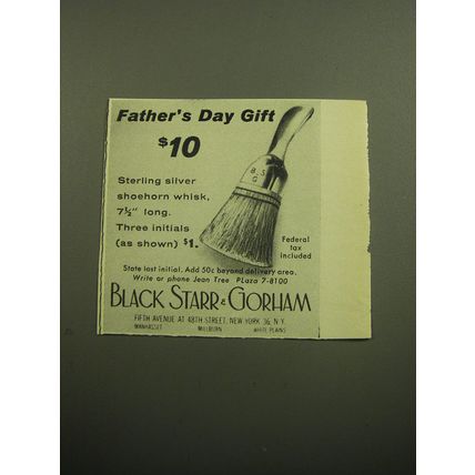 1958 Black Starr & Gorham Shoehorn Whisk Ad - Father's Day Gift