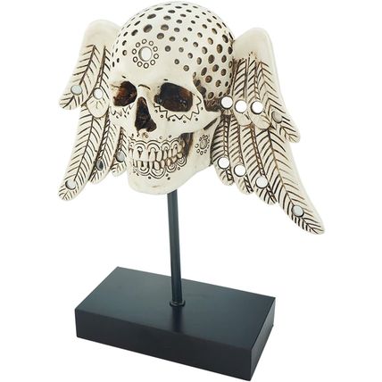 Cyborpon-Winged Decorative Skull w/ Angel Wings on Spindle-9.8"-NEW-SEALED-FAST