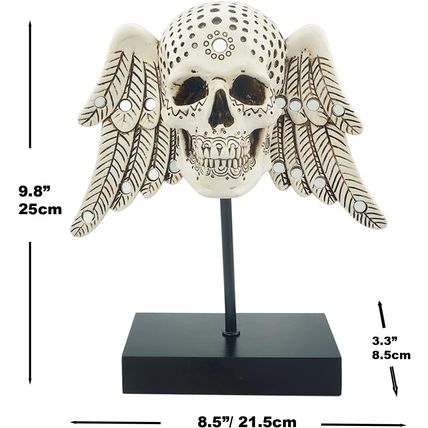 Cyborpon-Winged Decorative Skull w/ Angel Wings on Spindle-9.8"-NEW-SEALED-FAST