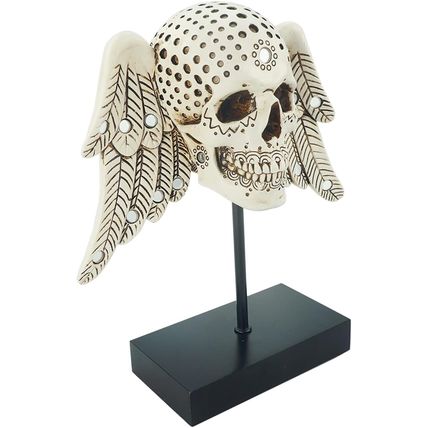 Cyborpon-Winged Decorative Skull w/ Angel Wings on Spindle-9.8"-NEW-SEALED-FAST