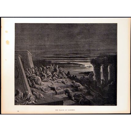 PLAGUE OF DARKNESS 1885 Gustave Doré - Adolphe Pannemaker ANTIQUE ENGRAVING