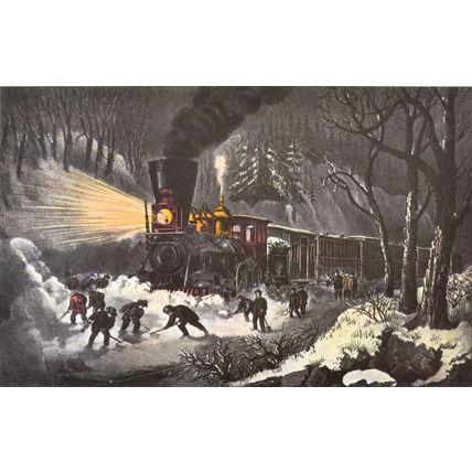 AMERICAN RAILROAD SCENE 1952 Nathaniel Currier - James Merritt Ives PRINT