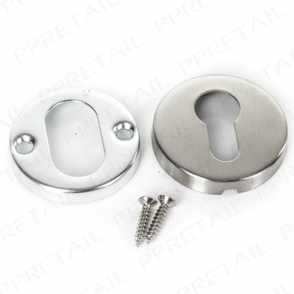 50mm STAINLESS STEEL ESCUTCHEON Key Hole Lock Cover Euro Profile EASY FIT PLATE