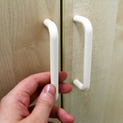 2 WHITE PULL HANDLE Plastic Rust Proof Waterproof Bathroom Cupboard Cabinet Door