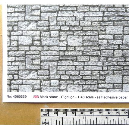 Papier autocollant bloc de pierre pour O gauge-échelle 1:48 - A4 (297 x 210mm)