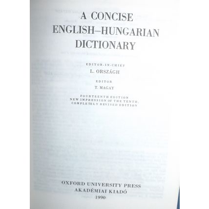 A Concise English-Hungarian Dictionary (T. Magay, H/B, 1990, GC)