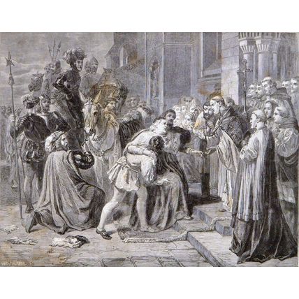 CARDINAL WOLSEY AT LEICESTER ABBEY 1863 Charles West Cope VICTORIAN ENGRAVING