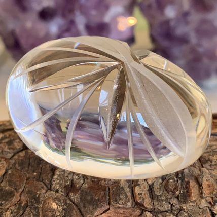 Vintage Ruckl Bohemian Czech Hand Cut Crystal Egg With Stand Original Box Label