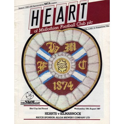 Hearts v Kilmarnock (Skol Cup 2nd Round) Wednesday 19 August 1987