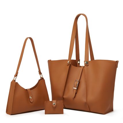 Women Fashion Handbags Wallet Tote Bag Shoulder Bag 3pcs Brown