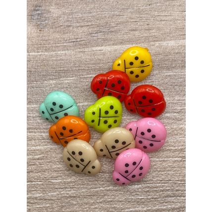 14mm Acrylic LadyBird Mixed Colours Shank Buttons Sewing Knitting Crafts